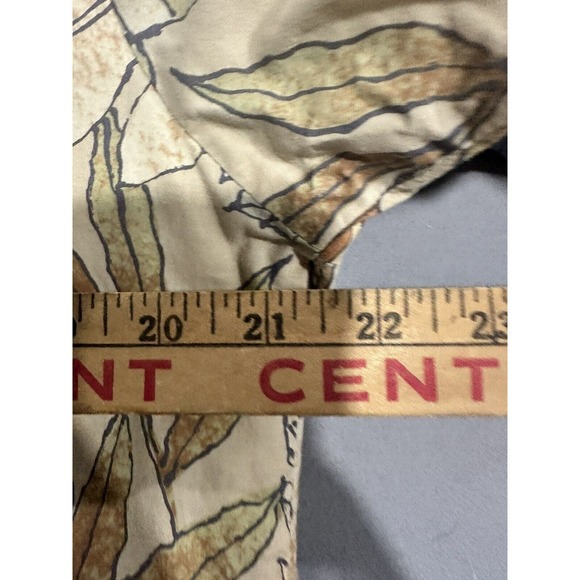 MENS TORI RICHARD‎ HAWAII MADE SHORT SLEEVE BUTTON SHIRT Tan TROPICAL LEAVES M - Picture 5 of 7